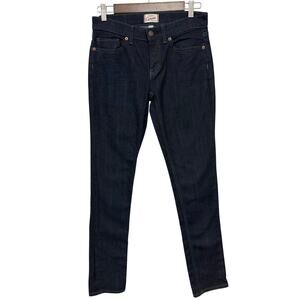Lands End Canvas Womens 27 Pin Straight Jeans Dark Wash Indigo Denim